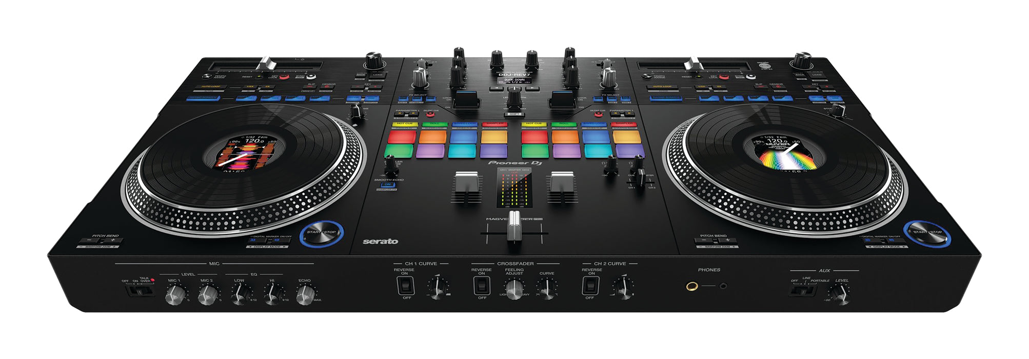 Pioneer DJ Scratch-Style 2-Channel Professional DJ Controller For Serato-Multiple DJ Applications (Black)  DDJ-REV7