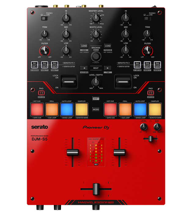 Pioneer DJ 2-Channel DJ Mixer for Serato DJ Gloss Red DJM-S5